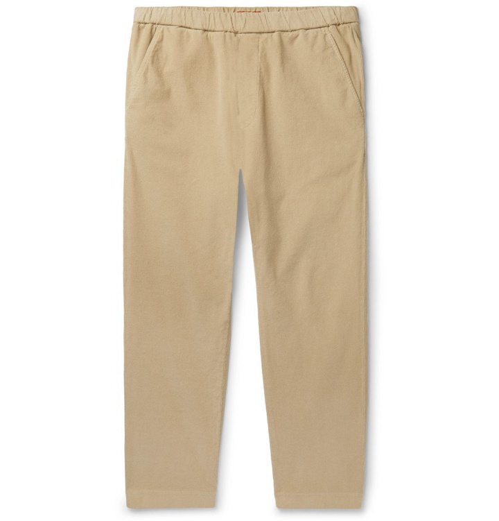 Photo: Barena - Sarza Cropped Tapered Stretch-Cotton Corduroy Drawstring Trousers - Men - Sand