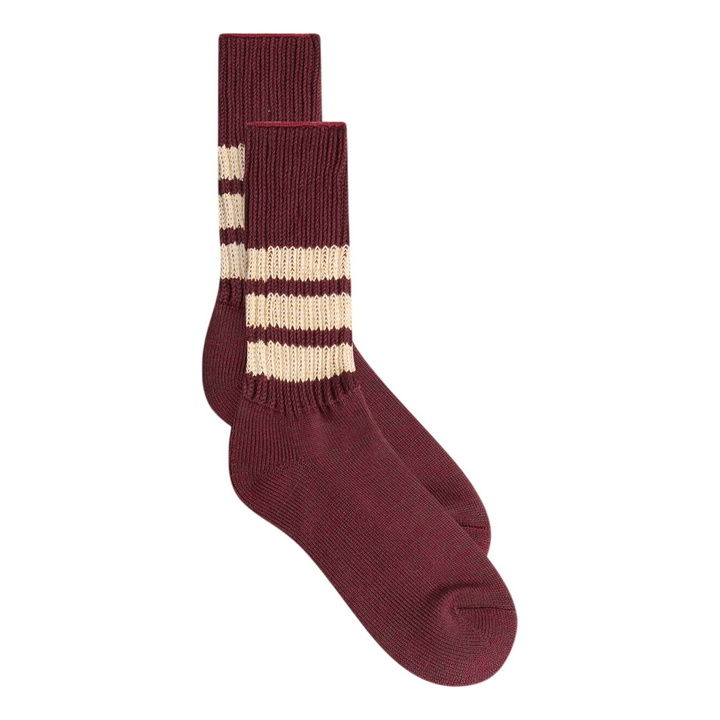 Photo: RoToTo Ribbed Crew Sock in Burgundy/Cream