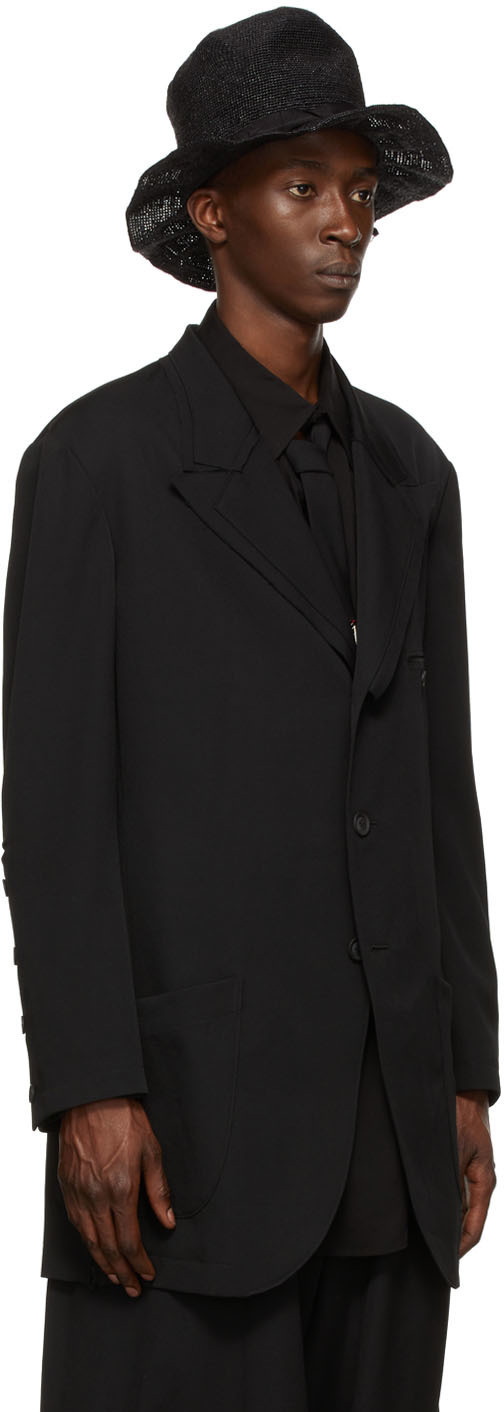 Yohji Yamamoto raw-cut Edge Wool Jacket - Black