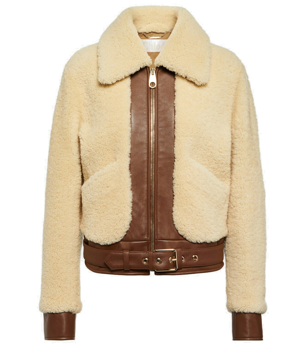 Chloé Shearling and leather-trimmed jacket Chloe