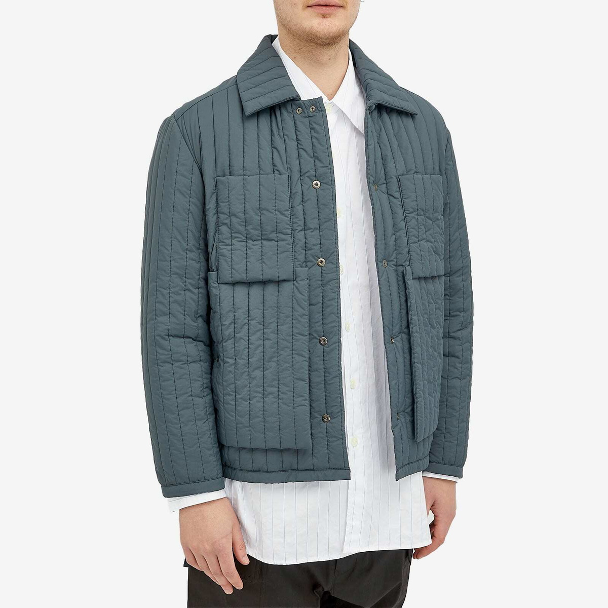 Craig Green Men's Quilted Work Jacket in Navy/Grey