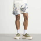 Moncler Men's Hawaiian Print Swim Shorts in White Blue
