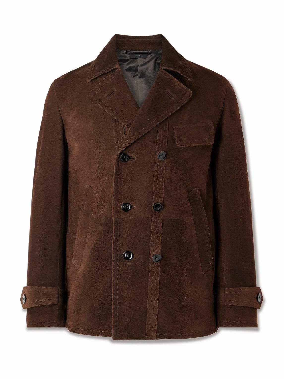 TOM FORD - Double-Breasted Suede Jacket - Brown TOM FORD