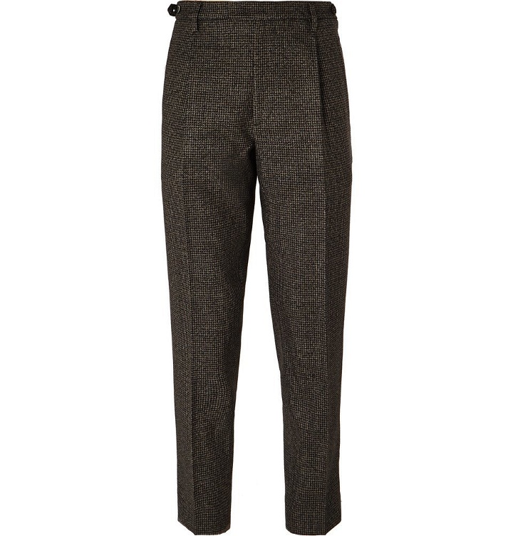 Photo: Barena - Brown Tapered Cropped Puppytooth Wool Suit Trousers - Brown