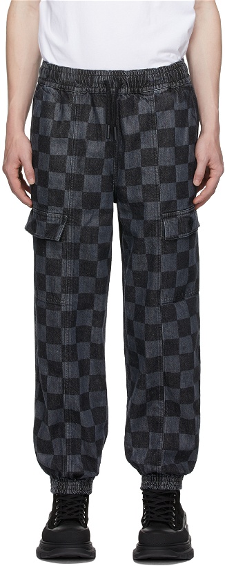 Photo: Marcelo Burlon County of Milan Black & Grey Checkerboard Jogger Lounge Pants