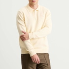 Percival Men's Verso Long Sleeve Knitted Polo in Ecru