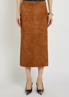 Stouls Winona Split-hem Suede Midi Skirt Tan