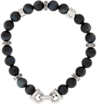 Salvatore Ferragamo Grey Beaded Gancini Bracelet