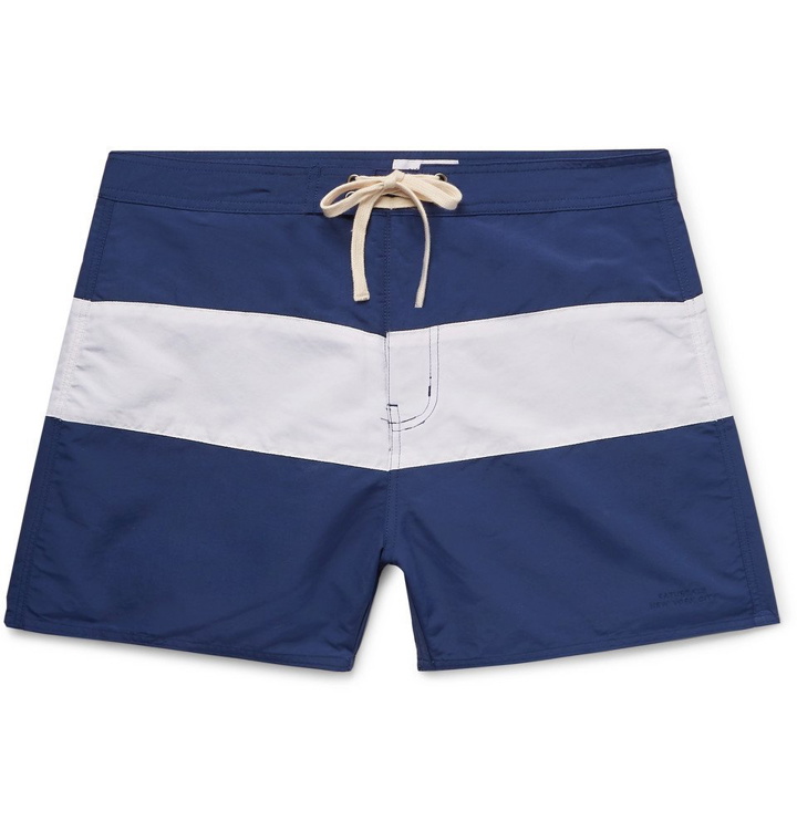Photo: Saturdays NYC - Grant Slim-Fit Short-Length Colour-Block Swim Shorts - Men - Blue
