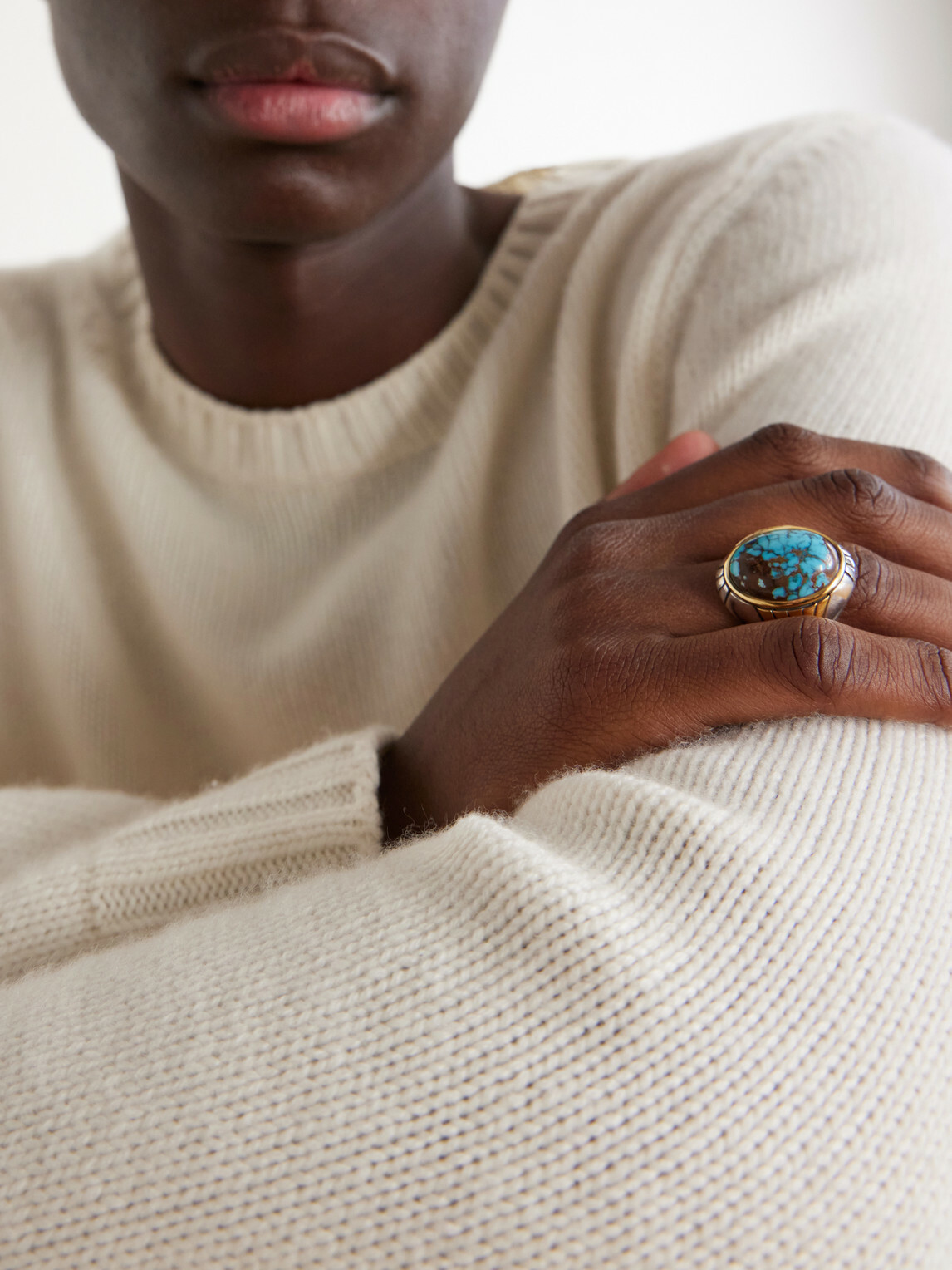 Jacques Marie Mage - Bo-Jo-Ring Sterling Silver, 18-Karat Gold and Apache Turquoise Ring - Silver