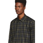 Neil Barrett Black and Khaki Plaid Military Shirt