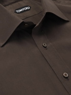 TOM FORD - Slim-Fit Silk and Cotton-Blend Shirt - Brown