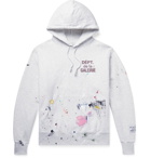 Gallery Dept. - Paint-Splattered Logo-Print Fleece-Back Cotton-Blend Jersey Hoodie - Gray