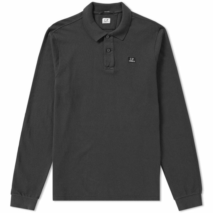 Photo: C.P. Company Long Sleeve Patch Logo Polo Black