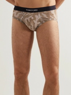 TOM FORD - Camouflage-Print Stretch-Cotton Briefs - Neutrals