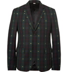 Gucci - Embroidered Checked Wool-Twill Blazer - Men - Green