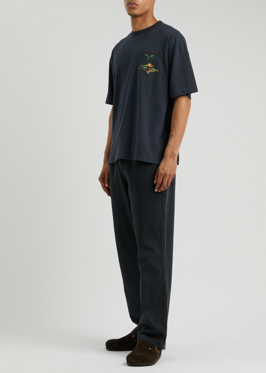 Ymc Triple Embroidered Cotton T-shirt Navy