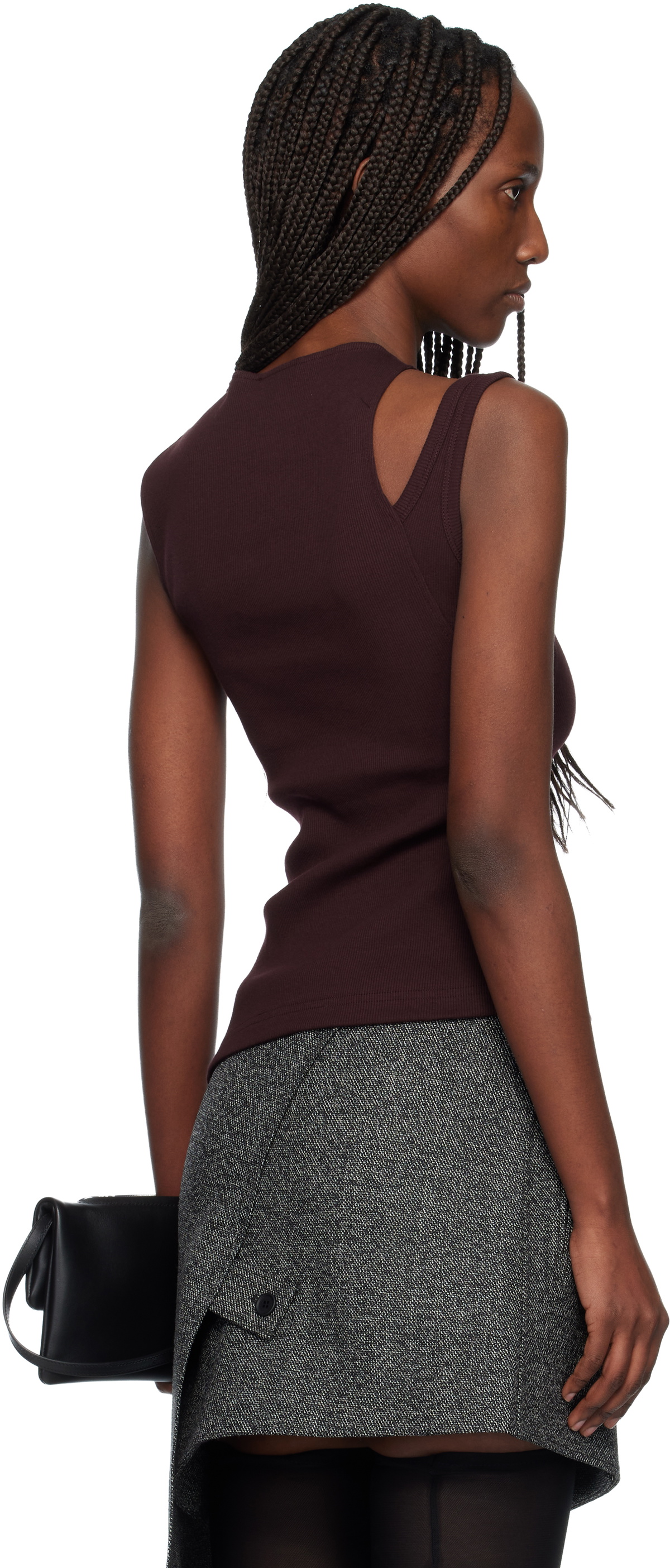 Courrèges Burgundy Oblique 90's Rib Tank Top