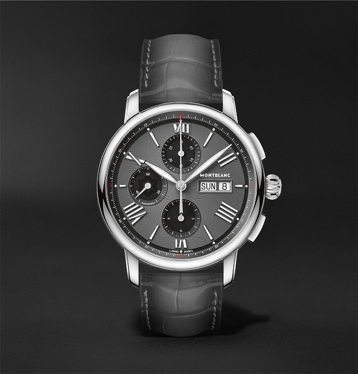 Photo: Montblanc - Star Legacy Automatic Chronograph 43mm Stainless Steel and Alligator Watch, Ref. No. 126081 - Gray