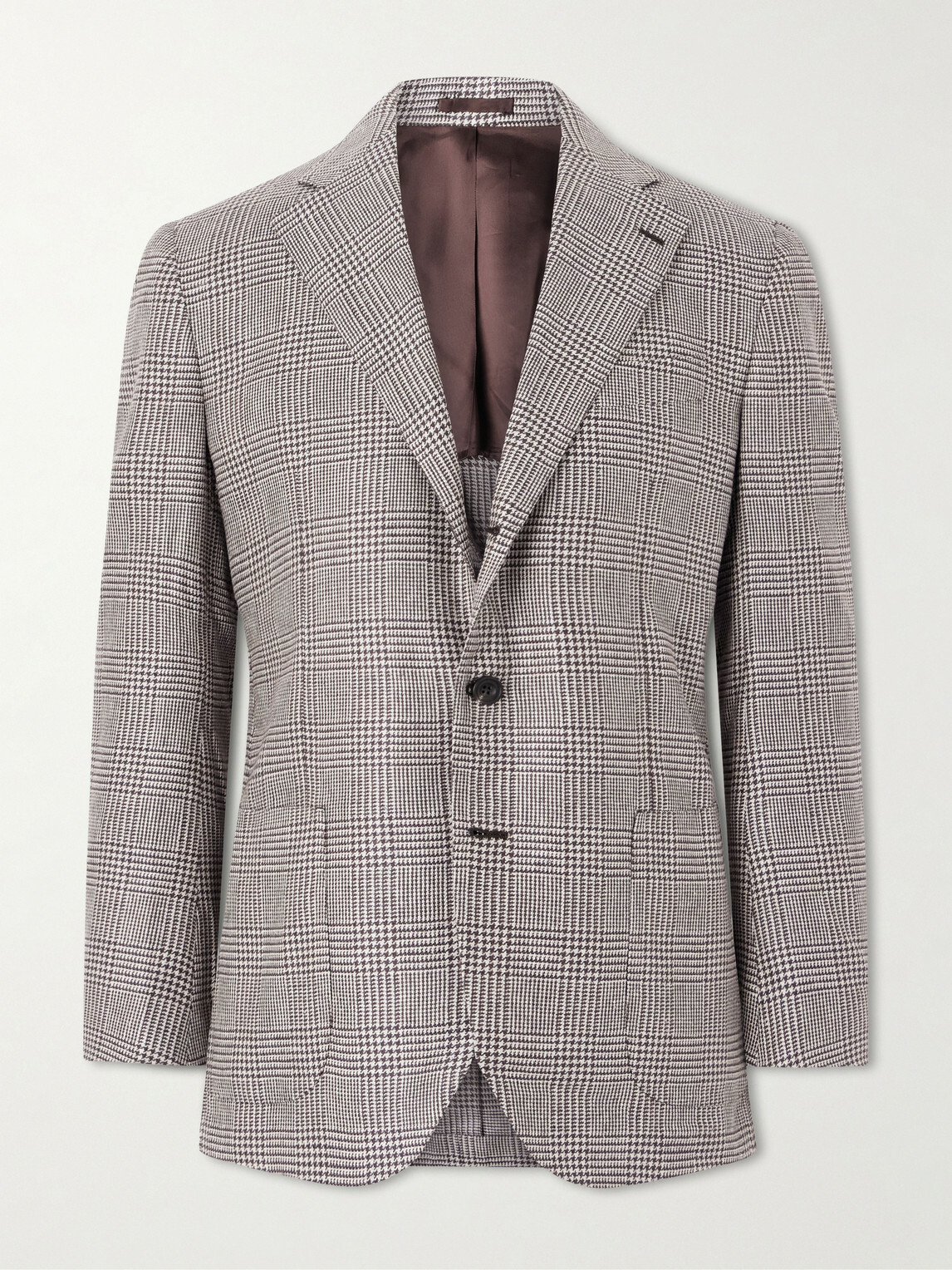 J. Mueser - Wavery Prince of Wales Silk Blazer - Brown