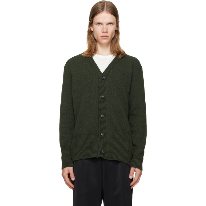 Photo: MM6 Maison Margiela Khaki Wool V-Neck Cardigan