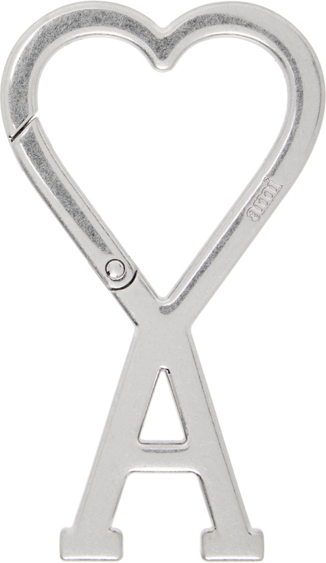Photo: AMI Paris Silver Ami De Coeur Hook Keychain