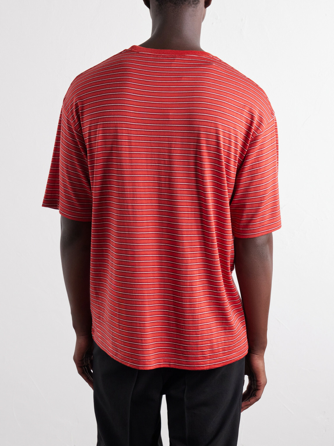 Auralee - Striped Wool-Jersey T-Shirt - Red