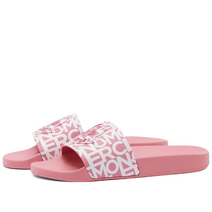 Photo: Moncler Women's Jeanne All Over Logo Sliders in Pink