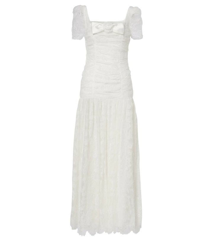 Photo: Self-Portrait Ruched lace and tulle maxi dress