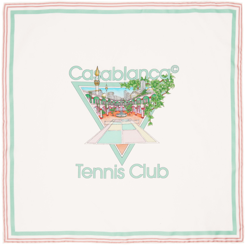 Casablanca White 'Tennis Club' Icon Scarf