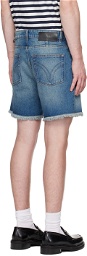 AMI Alexandre Mattiussi Blue Frayed Shorts
