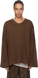 Aviva Jifei Xue Brown V Neck Knit Sweater