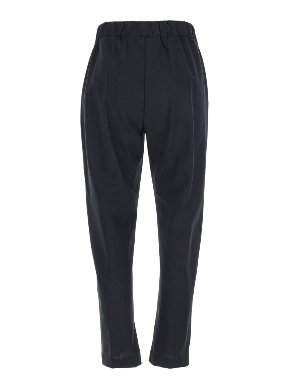 SEMICOUTURE buddy Black Cropped Pants With Drawstring Waist In Cotton Woman