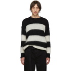 Isabel Benenato Black and White Open Stripe Sweater