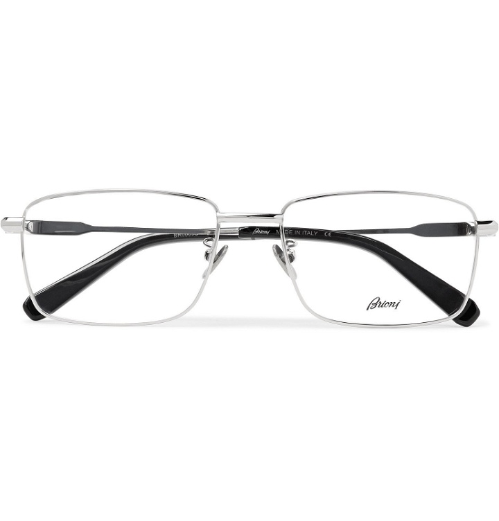 Photo: Brioni - Rectangle-Frame Silver-Tone and Acetate Optical Glasses - Silver