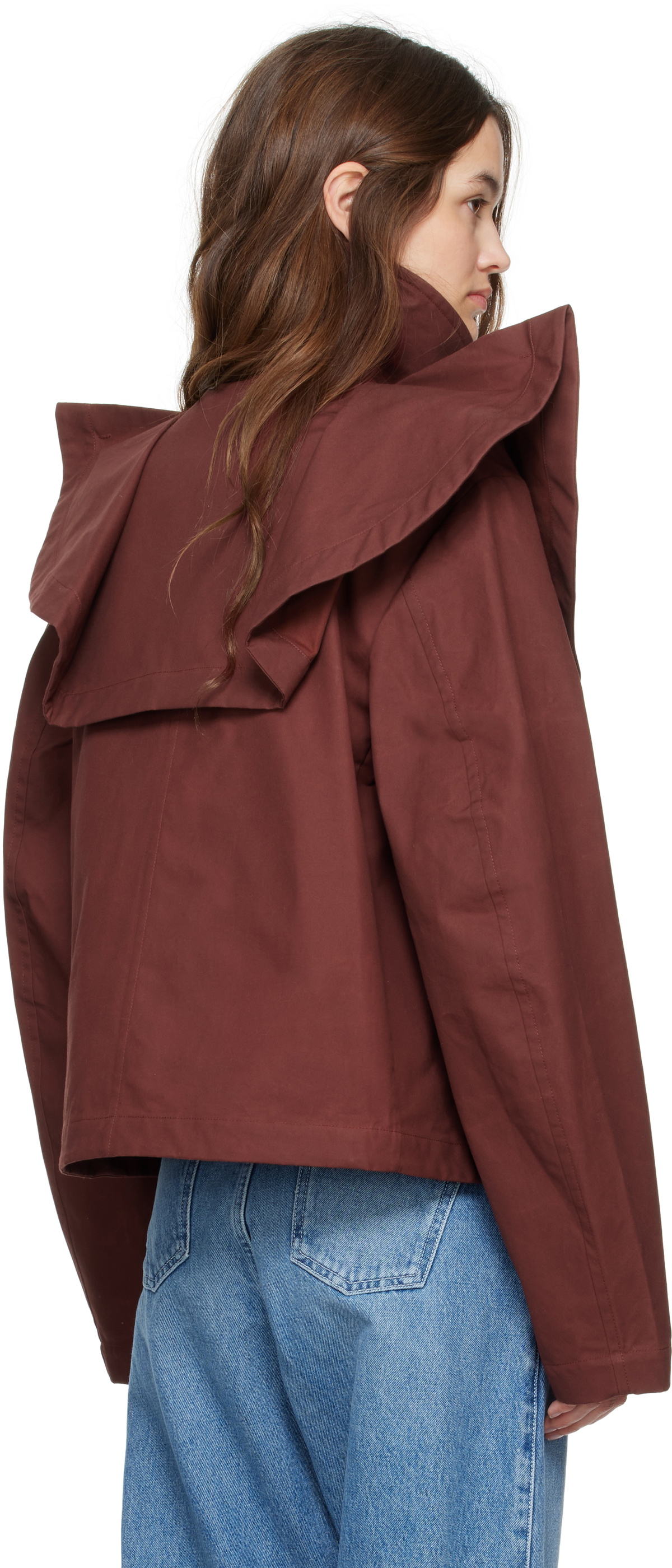 JW Anderson Burgundy Oversized Collar Trench Jacket JW Anderson