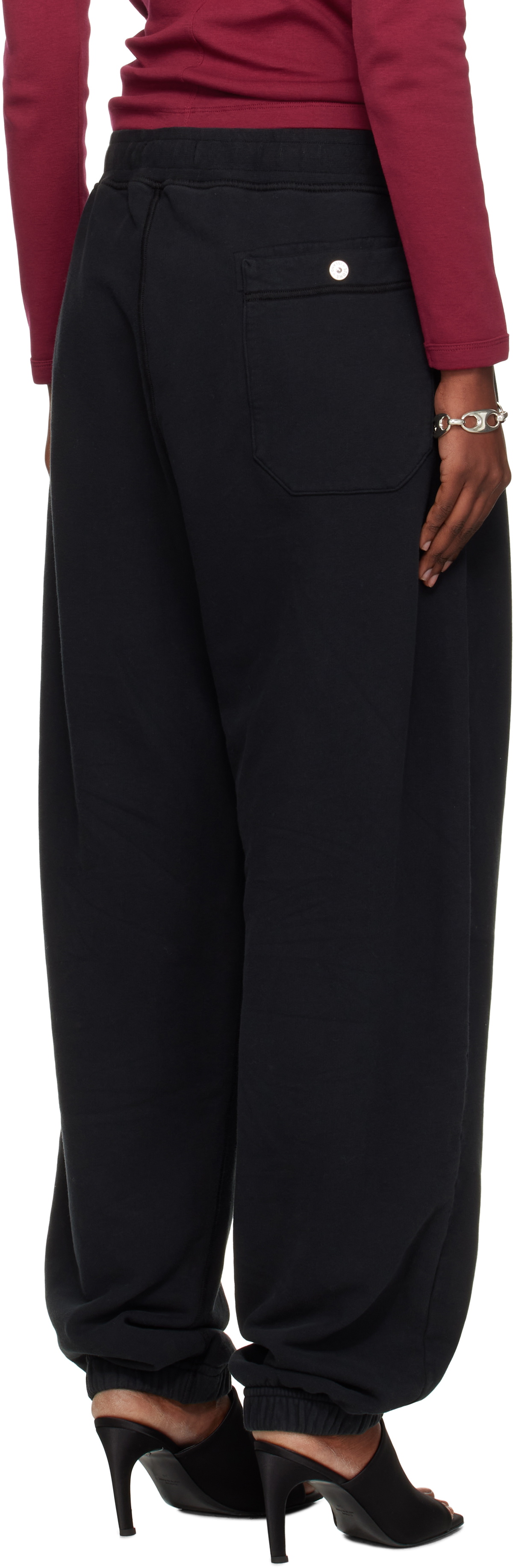 Stone Island Black 6200004 Brushed Organic Cotton Fleece Lounge Pants