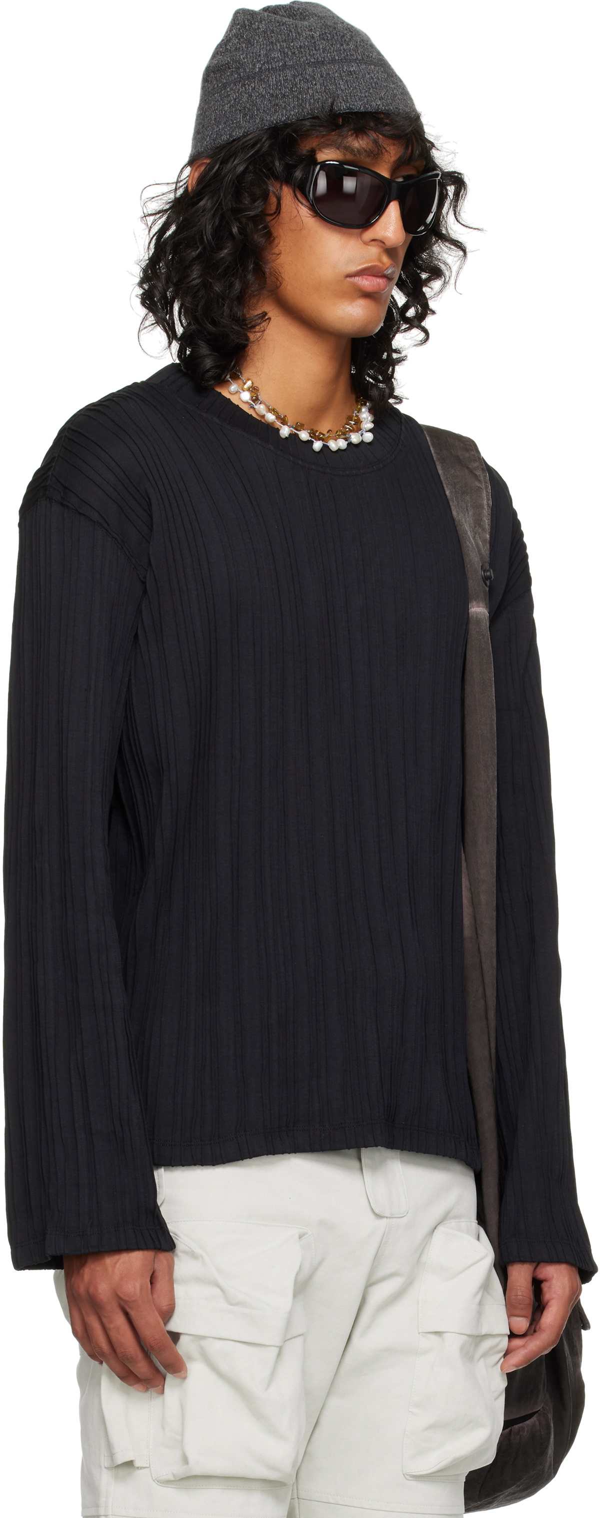 Tondolo Black Cotton Jersey Oversized T-shirt