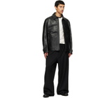 Y-3 Black Leather Blouson Jacket