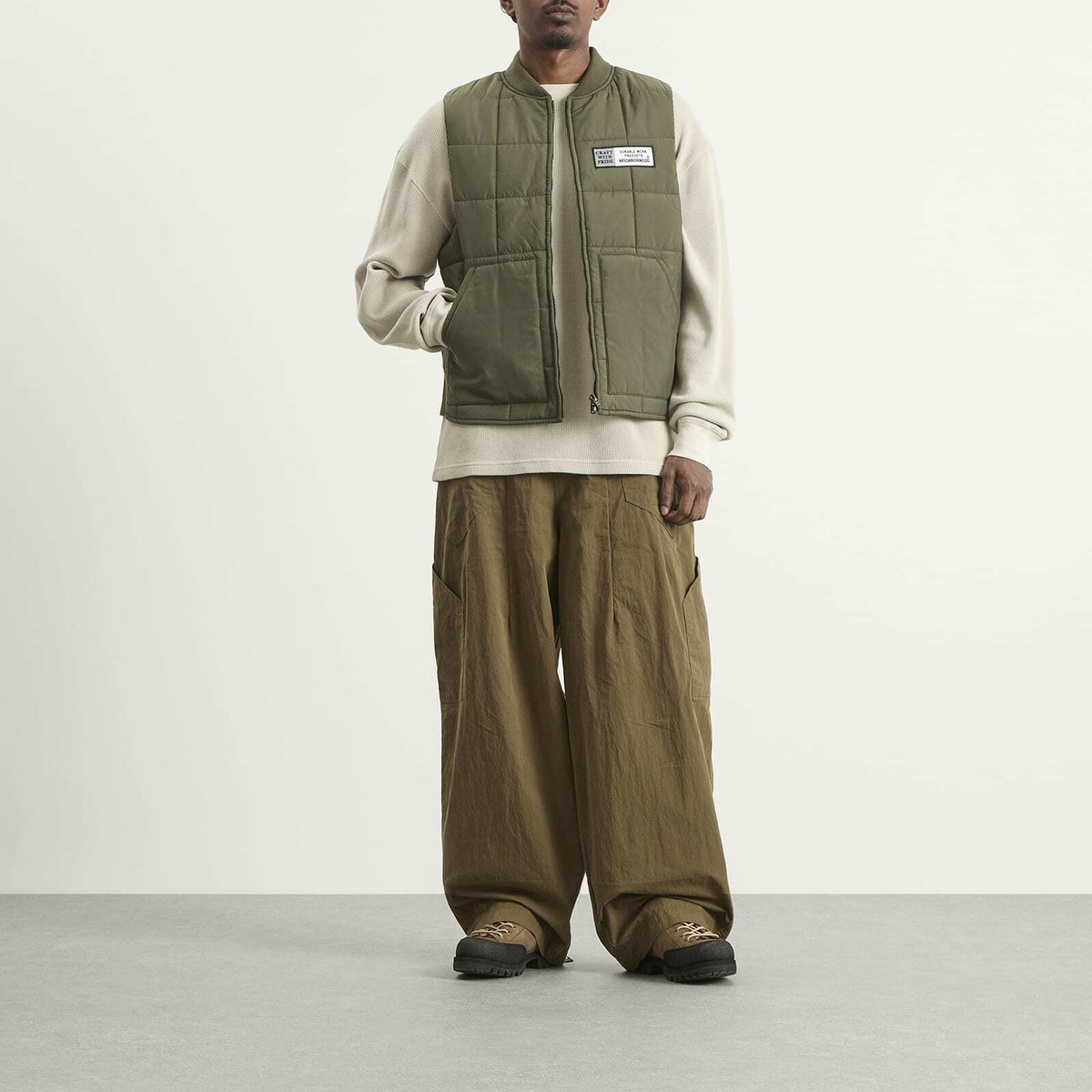 Neighborhood Men's Reversible Padded Vest in Olive Drab Neighborhood