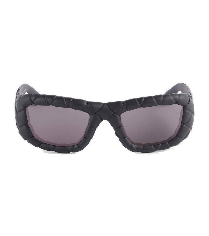Photo: Bottega Veneta Intrecciato rectangular sunglasses