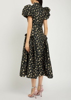 Sister Jane Tea Rose Floral-jacquard Woven Midi Dress Black