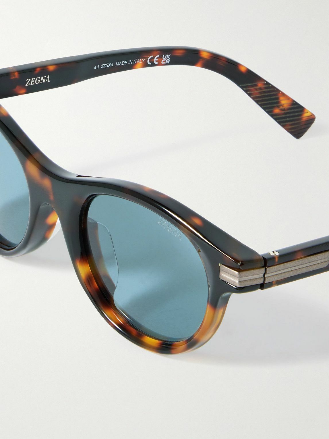 Zegna - Round-Frame Tortoiseshell Acetate Sunglasses