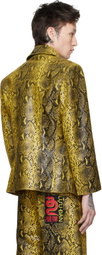 LU'U DAN Black & Yellow 'Year of the Snake' Creep Leather Jacket