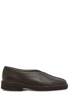 Lemaire Grained Leather Loafers Dark Brown