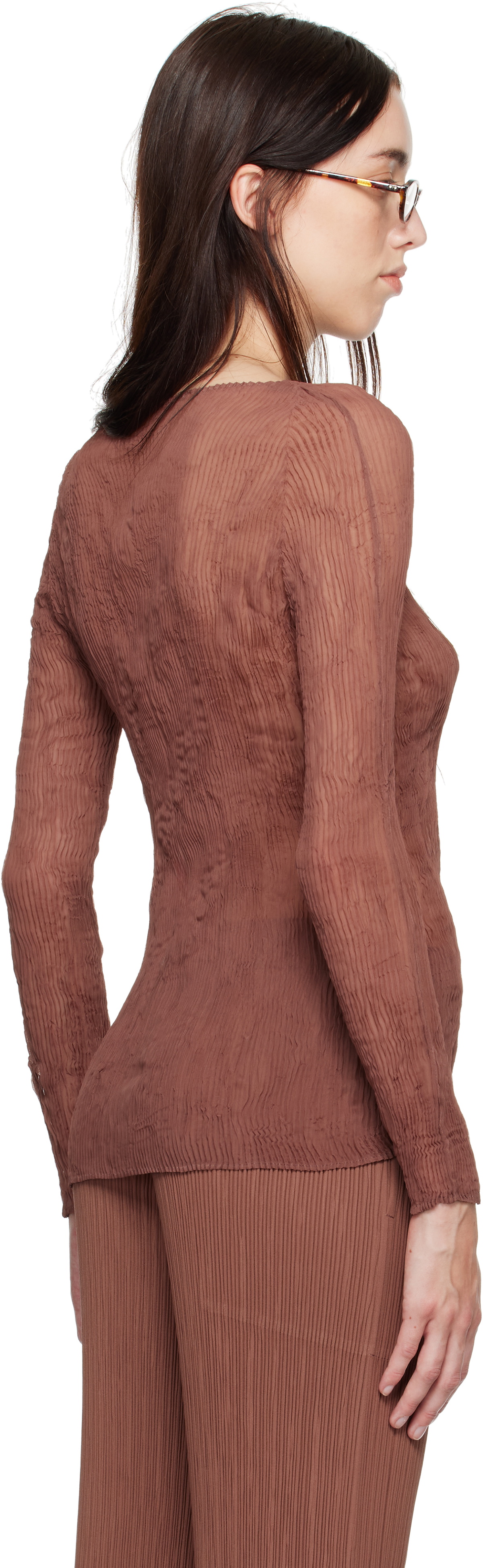 ISSEY MIYAKE Brown Chiffon Twist 2 T-shirt