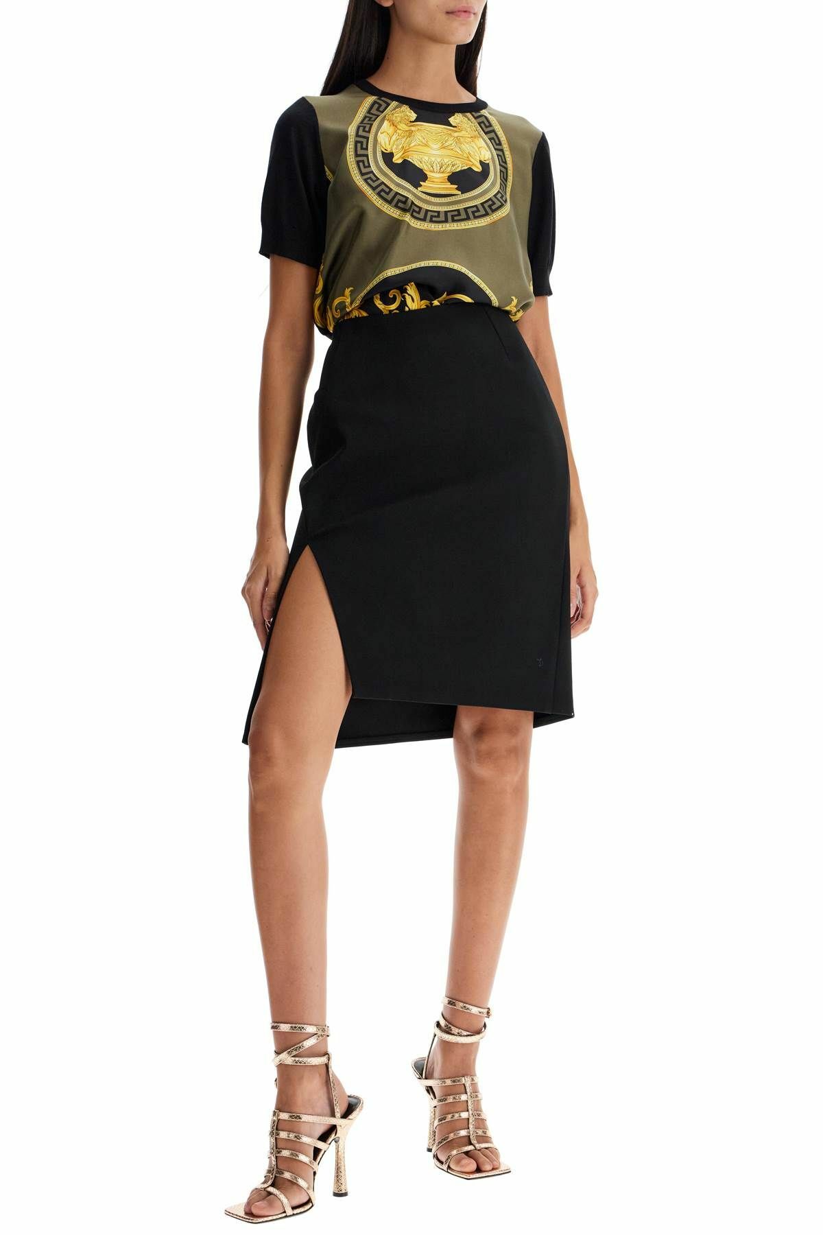 VERSACE asymmetric midi skirt Black Versace