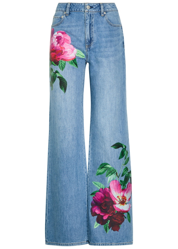 Photo: Alice + Olivia Chic Floral-print Straight-leg Jeans Blue
