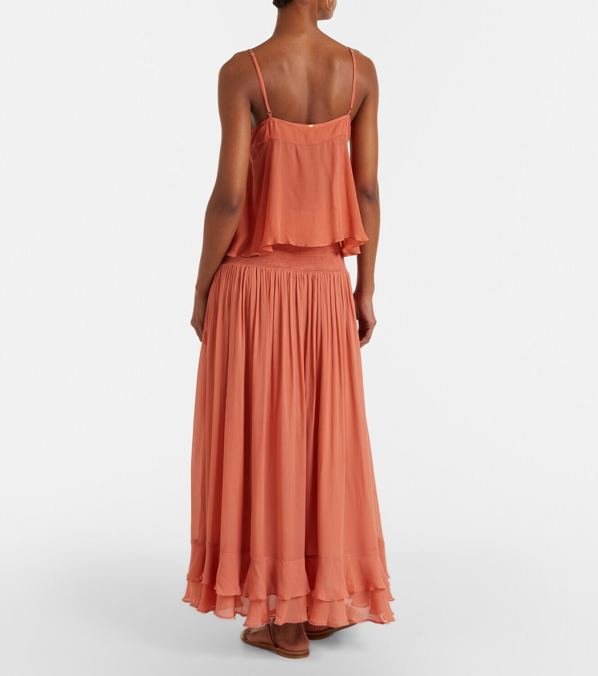 Poupette St Barth Neree ruched ruffled maxi skirt