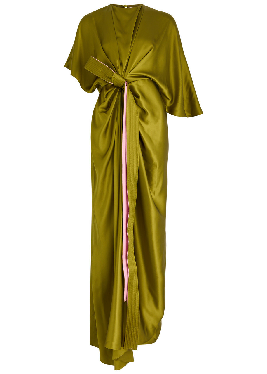green emerald velvet dress Designer Silk Dress | Hiba | Roksanda